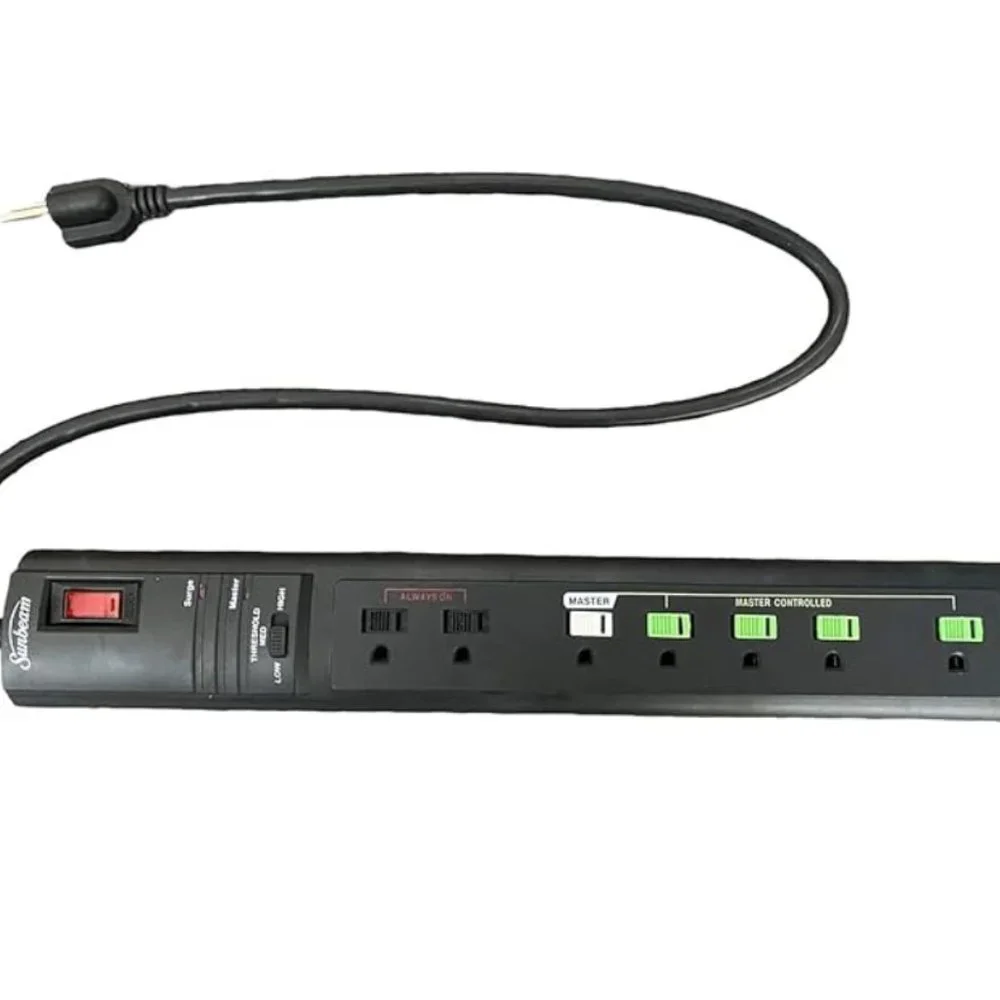 Sunbeam Advance 7 Outlet Power Strip with Surge Protector & Spaced Outlet 15A